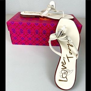 Tory Burch Cream Heart Thong Sandals 9.5